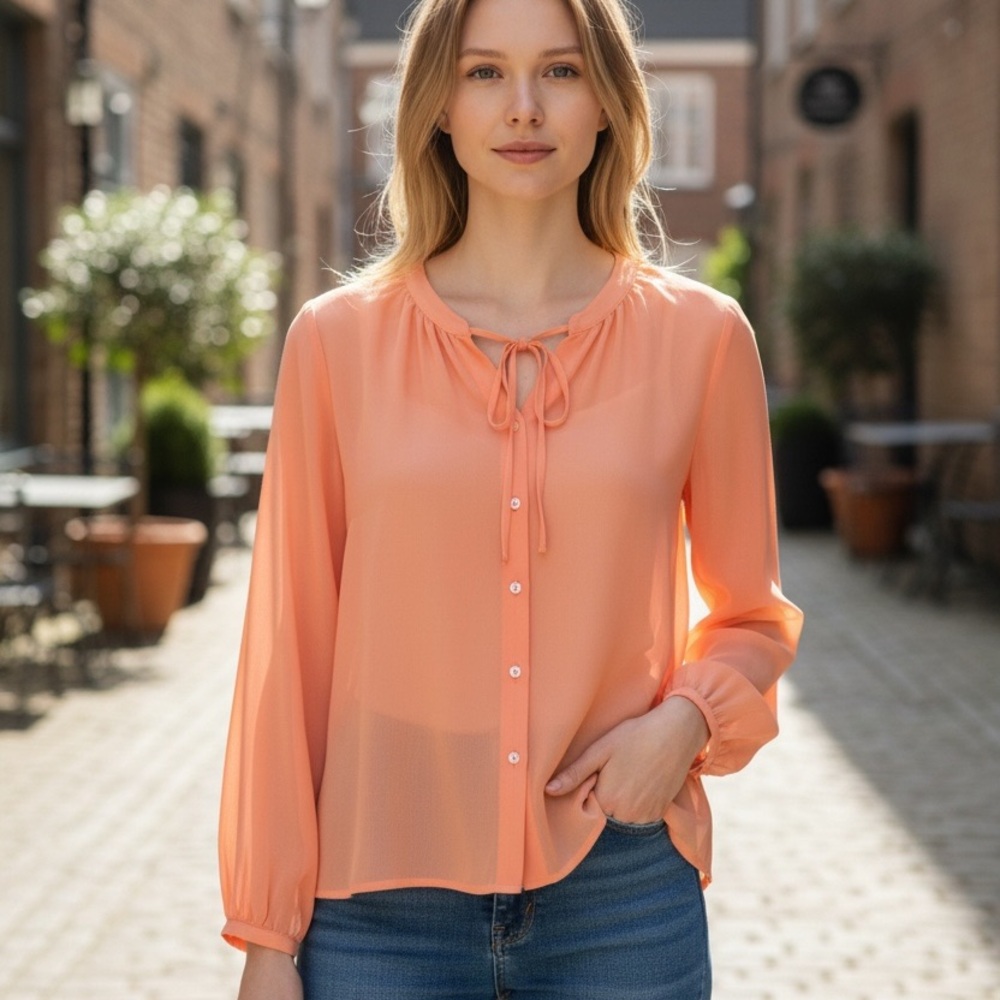 Style & Co. Coral Button-Down Blouse